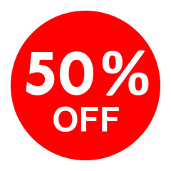 Sale - 50 percent off - red tag isolated - vector