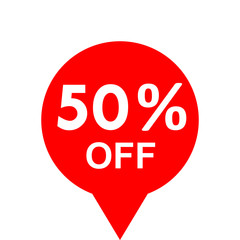 Sale - 50 percent off - red tag isolated - vector