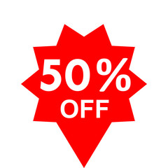 Sale - 50 percent off - red tag isolated - vector