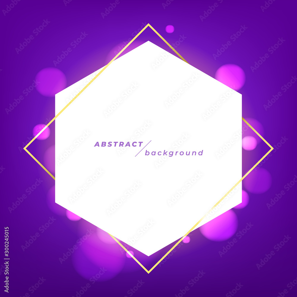 Poster abstract banner template design with bright rays of light on violet background.