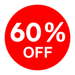 Sale - 60 percent off - red tag isolated - vector