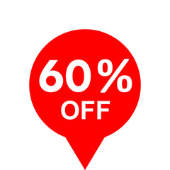 Sale - 60 percent off - red tag isolated - vector
