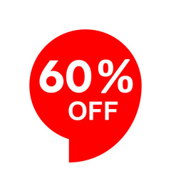 Sale - 60 percent off - red tag isolated - vector
