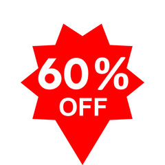 Sale - 60 percent off - red tag isolated - vector