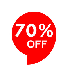 Sale - 70 percent off - red tag isolated - vector