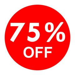 Sale - 75 percent off - red tag isolated - vector
