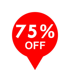 Sale - 75 percent off - red tag isolated - vector