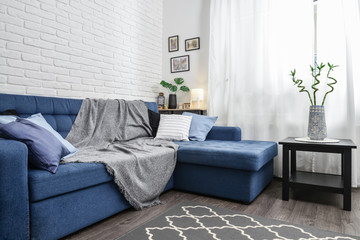 Bright living room in scandinavian style