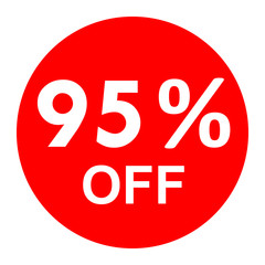 Sale - 95 percent off - red tag isolated - vector