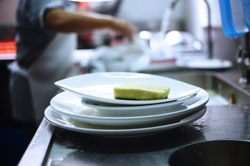 Man washing dish