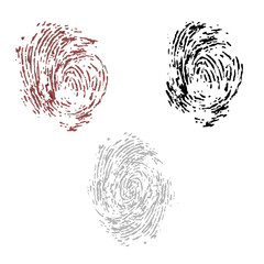 White fingerprint on a black background! Fingerprint. This is a real bother Scan a copy. Realistic fingerprints of different colors