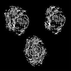 White fingerprint on a black background! Fingerprint. This is a real bother Scan a copy. Realistic fingerprints