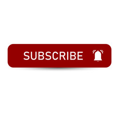 Subscribe, bell button and hand cursor. Red button subscribe to channel, blog. Subscribe button icon. Vector illustration. Business concept subscribe pictogram.