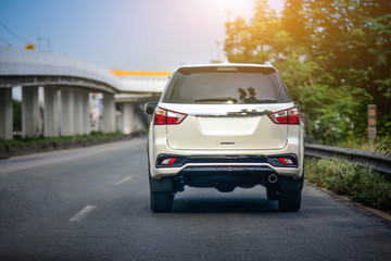 MPV 7 seat Car Automotive Driving on highway road