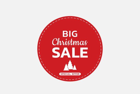 big Christmas sale label. red banner advertising design. sale sticker