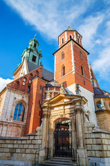 Fototapeta na wymiar Cathedral of St Stanislaw and St Vaclav and beautiful Wawel castle in Krakow Poland.