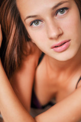 Fototapeta premium Portrait of Young Brunette Caucasian Girl