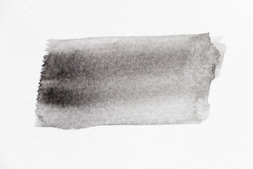 Black color watercolor handdrawing as line brush on white paper background