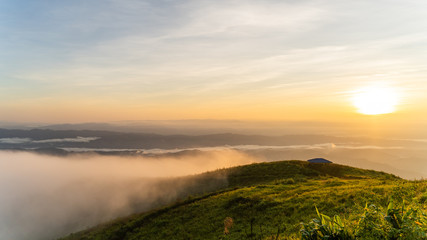 Beautiful mountains with beautiful clouds on the top.Mountain landscape at sunset.  beautiful view on hills Landscape of Mountain with sunrise background.,Nature background.