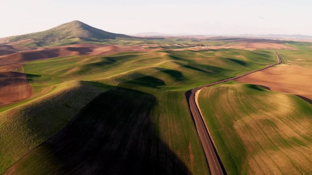 Long Shadows Appear in Late Afternoon Steptoe Butte Palouse Region Sunset