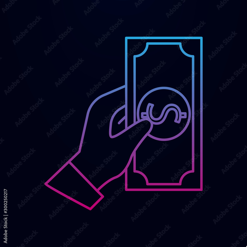 Poster the hand keeps the money nolan icon. simple thin line, outline vector of banking icons for ui and ux