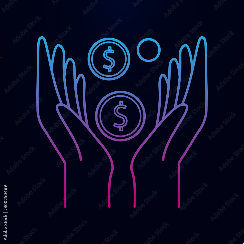 Poster coin hands nolan icon. simple thin line, outline vector of banking icons for ui and ux, website or m