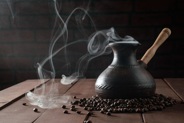 Obraz na płótnie Canvas Natural hot coffee in Turk