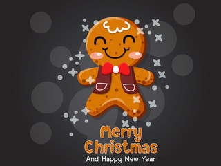 Christmas gingerbread man cookie. Celebration event for Birthday,Merry Christmas and Newyear. Vector illustration for cookies on a colorful background