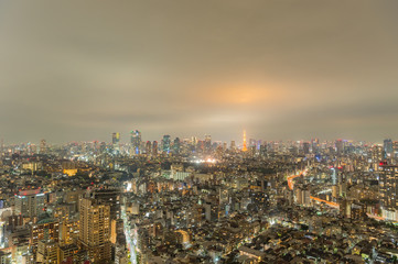 Fototapeta na wymiar 東京都渋谷区恵比寿から見た東京の夜景