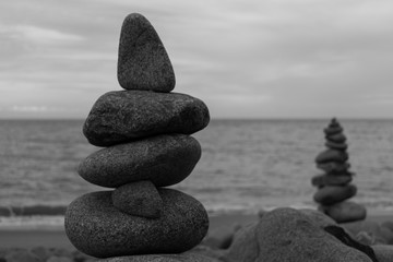 Stone sculpture on the beach
