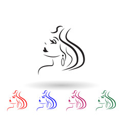 Logo of the girl for the beauty salon multi color icon. Simple glyph, flat vector of beauty salon icons for ui and ux, website or mobile application