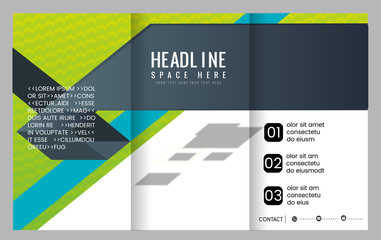 Template design trifold brochure with polygons. Editable and light vector with places for photos. Proportionally A4