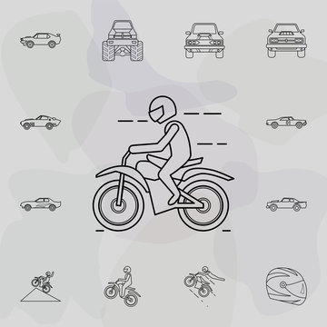Motorcyclist icon. Bigfoot car icons universal set for web and mobile