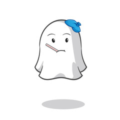 ghost sick mascot vector cartoon art illustration