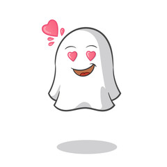 ghost fall in love mascot vector cartoon art illustration