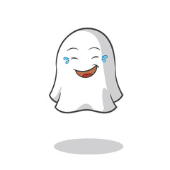 ghost laughing loudly mascot vector cartoon art illustration