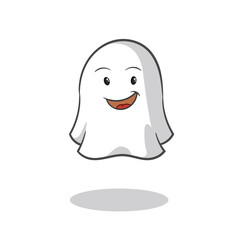 ghost smile mascot vector cartoon illustration