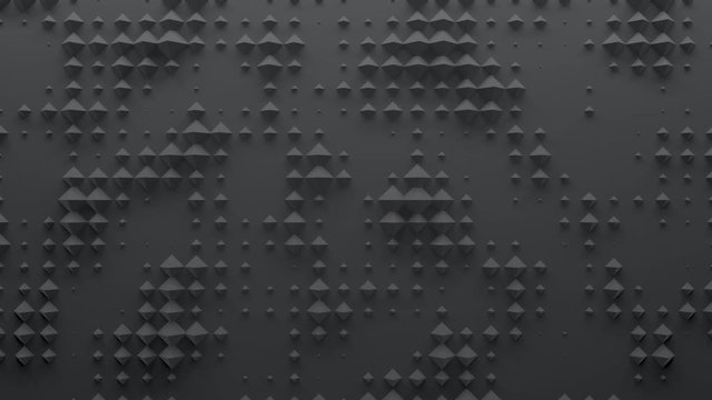 Geometric platonic shapes pulsate against a dark grey background. Loopable animation in 4K resolution.