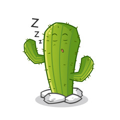 cactus sleep mascot vector cartoon illustration