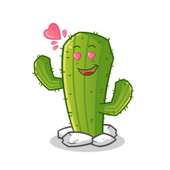 cactus fall in love mascot vector cartoon art illustration