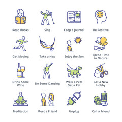Stress Relievers Icons - Outline Series