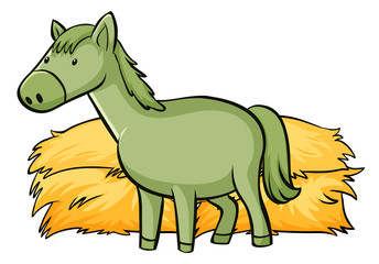 Green horse on white background