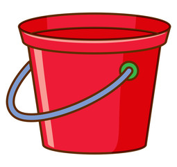 Red bucket on white background