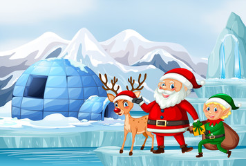Scene with Santa and reindeer
