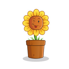 sunflower mocking mascot vector cartoon art illustration