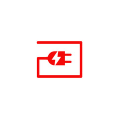 Obraz premium Electric cable plug in logo design template