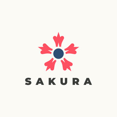 Sakura flower blossom illustration for logo template design.