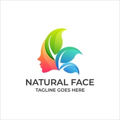 Beautiful Face with Leaf Colorful Vector Template