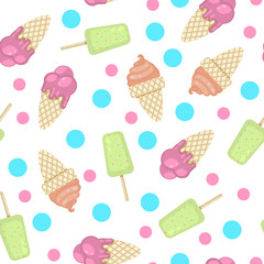 Pattern with ice cream and polka dots
