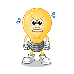 light bulb angry mascot vector cartoon illustration